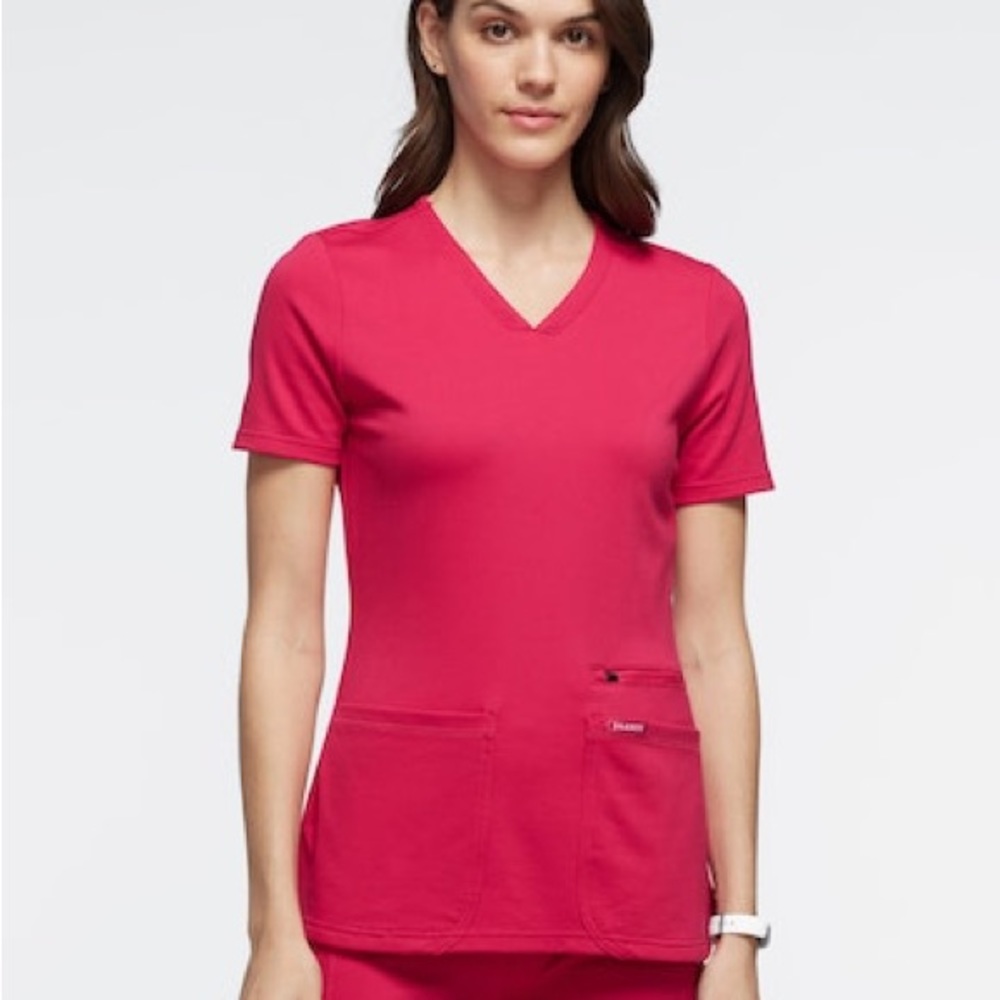 Jaanuu Women's Electric Magenta Scrubs Top - Size S